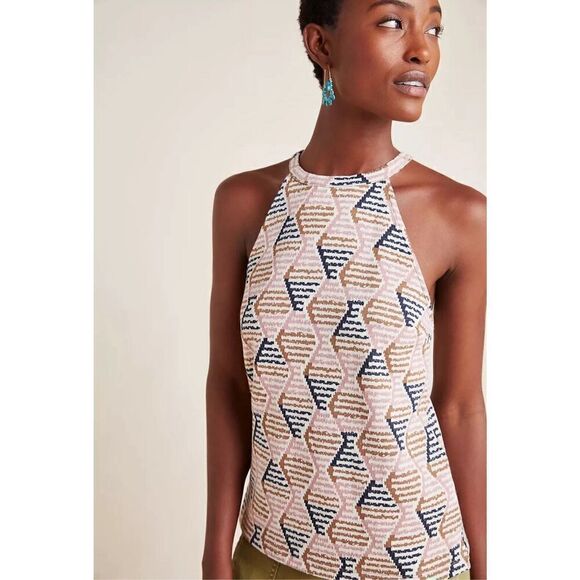 Anthropologie Lindsay retro geometric halter top size S NWT - Picture 1 of 15